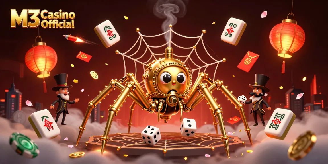 M3 Casino Official showcases the thrilling world of online gambling with vibrant steampunk elements and intricate details.