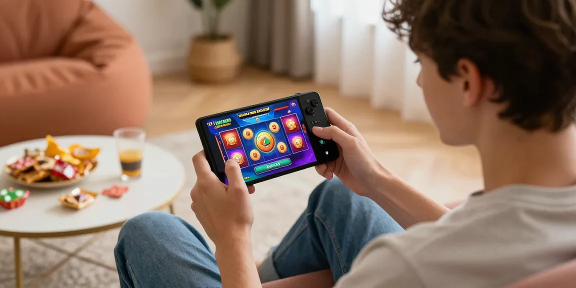 Engaging scene showcasing the best game experience on a mobile device with rewards and excitement around.