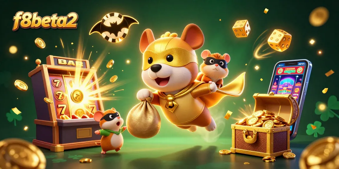 Watch the f8beta2 hero dog soar with gold coins amidst explosive casino elements and rich festive detail.