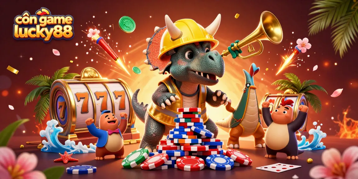 Engage with the thrilling world of cổn game lucky88, where vibrant casino elements combine in a dynamic 3D scene.