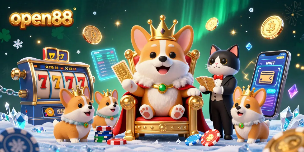 Experience thrilling gameplay at open88 with a royal corgi and game elements creating excitement.