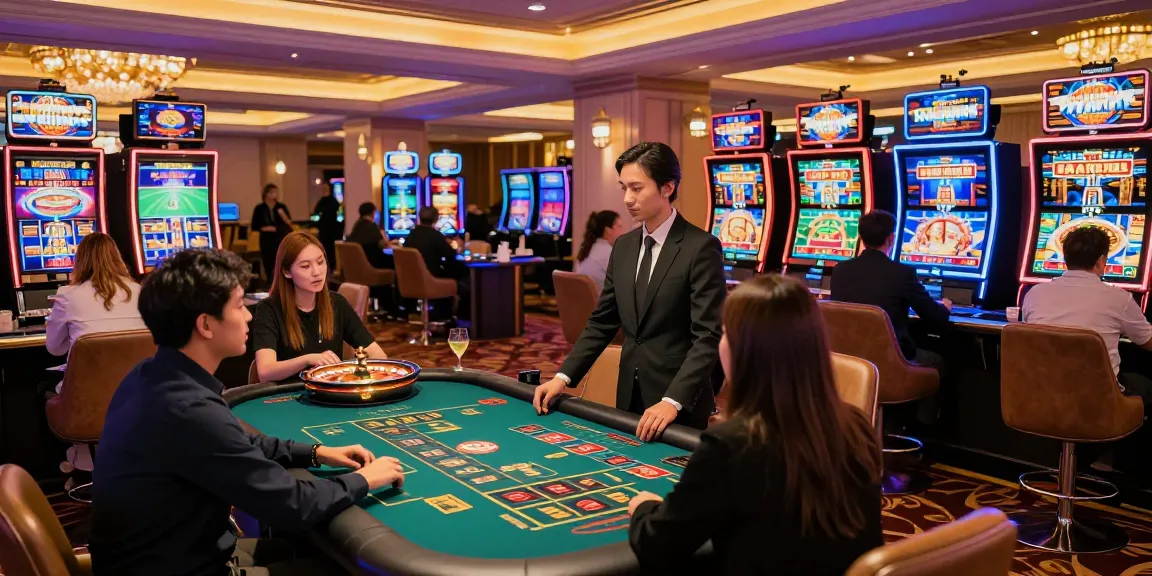 Players enjoying the vibrant casino atmosphere at 78win.com, engaging in sports betting and lively table games.